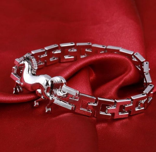 Fashion Classic Box Chain Stainless Steel Horse Bracelets