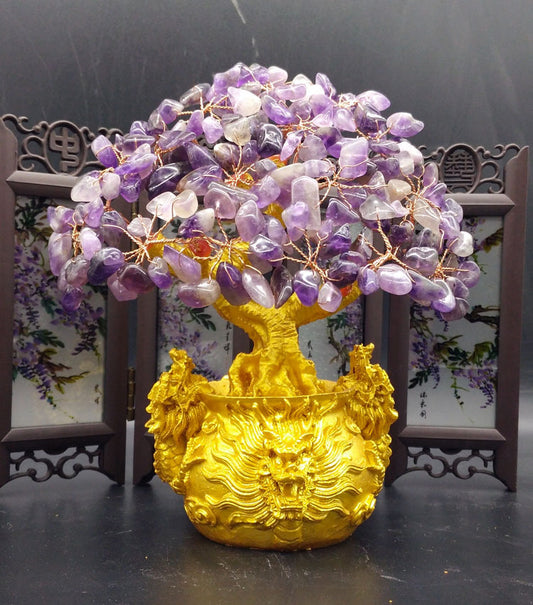 Crystal Tree Dragon Base Creative Portable Decoration With Six Copper Coins Rotating Base For Household Or Office Decoration