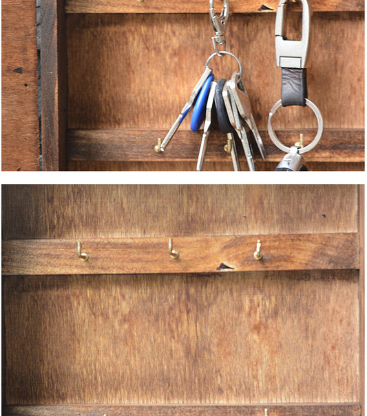 Retro Key Box Home Decoration Wrought Iron Office Wooden Box