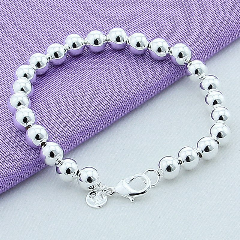 925 Silver Bracelet Plated Beads 6mm Style