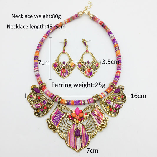 Bohemian drop stone alloy jewelry set