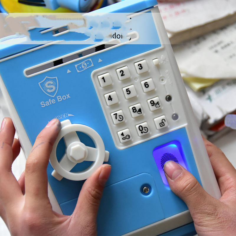 Fingerprint cipher box automatic roll up money bank