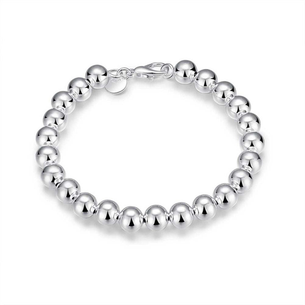 925 Silver Bracelet Plated Beads 6mm Style