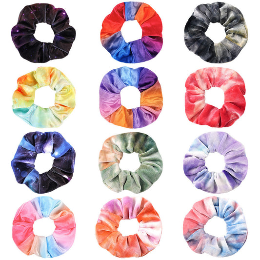 Diamond Velvet Tie-dye Printing And Dyeing Large Intestine Ring Gradient Color