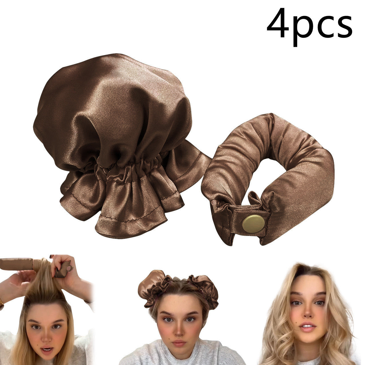 Heatless Curl Stick With Cloth Cover Cute Ball Head Hair Curler Headband Hair Rollers