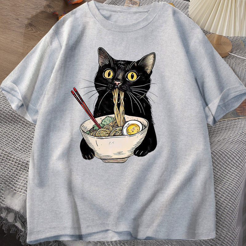 Noodle Ramen Cat T-Shirt Foodie Lover T Shirts
