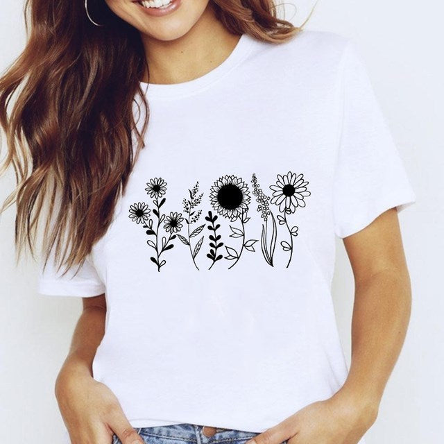 T shirt For Women Tops White Star