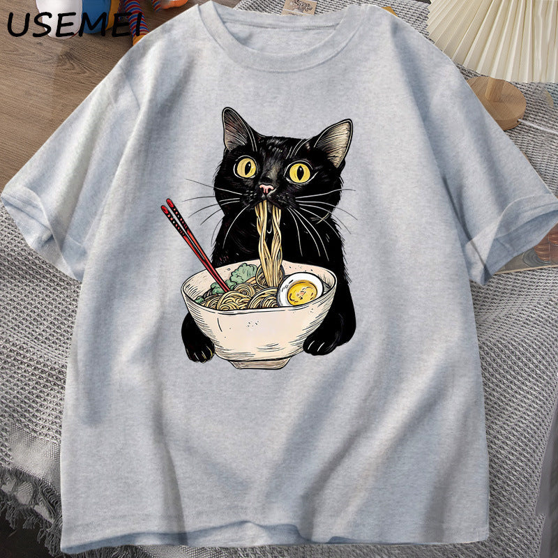 Noodle Ramen Cat T-Shirt Foodie Lover T Shirts