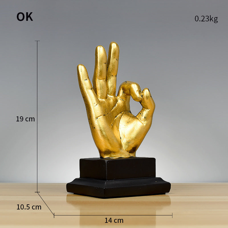 Office Wine Cabinet Bar Resin Decoration OK Finger Model Ornaments